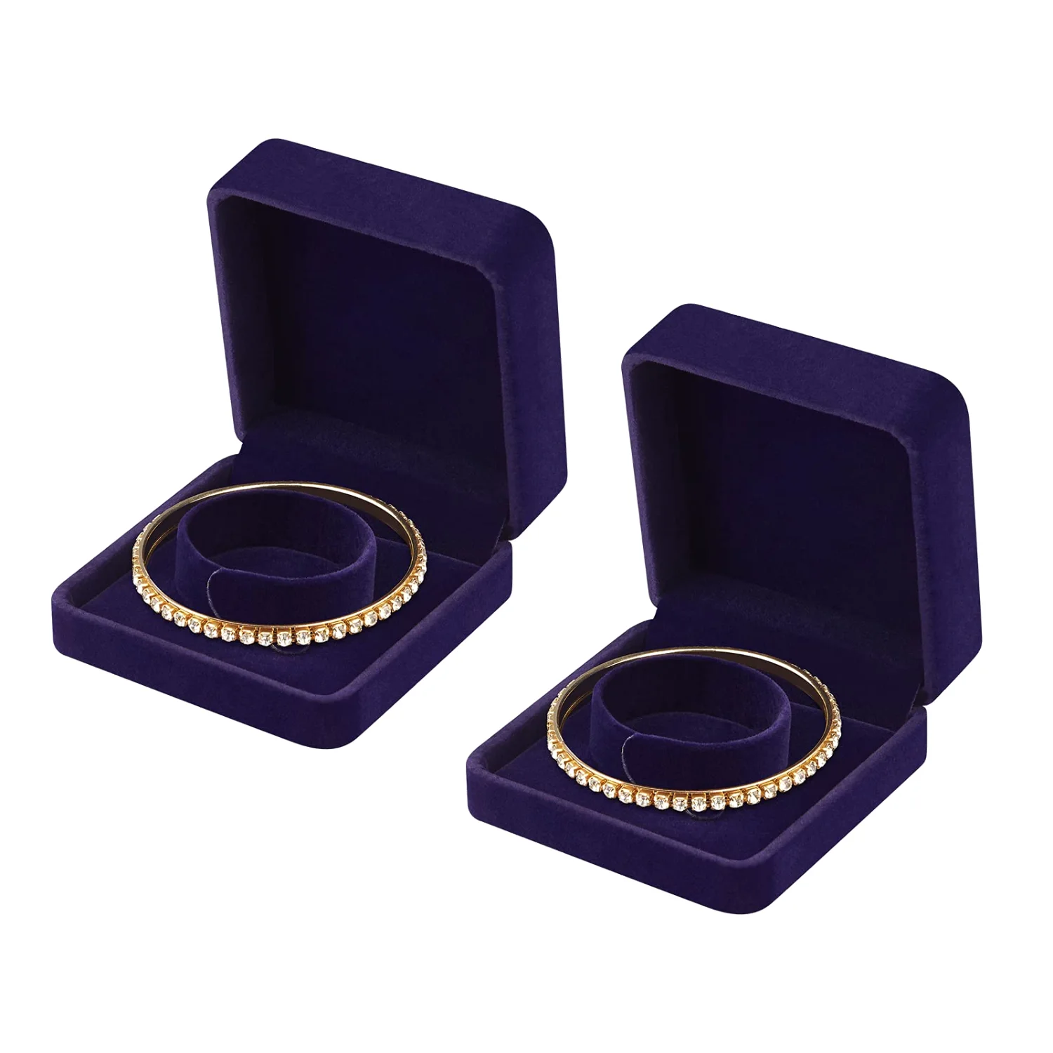 LETURE Velvet Bracelet Boxes, Set of 2 in Blue