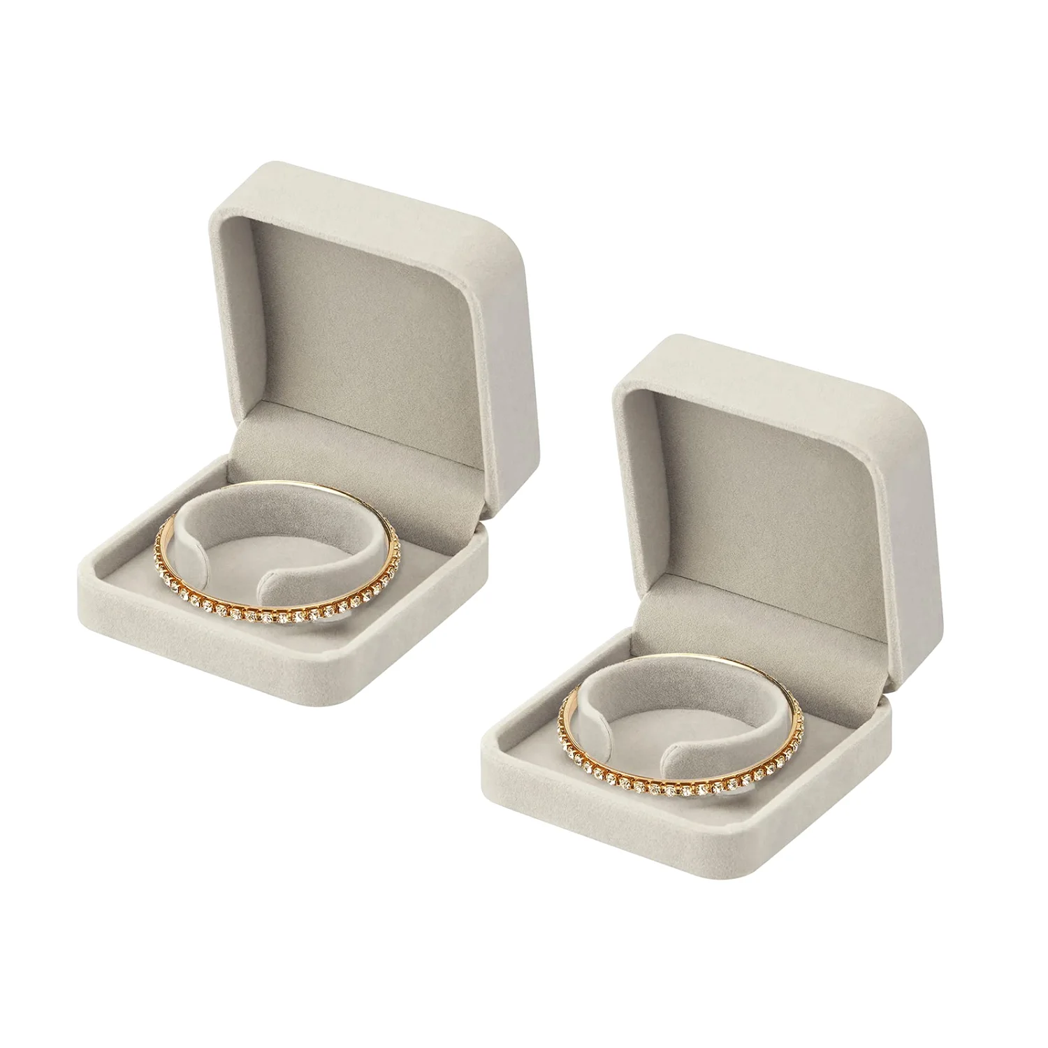 LETURE Velvet Bracelet Boxes, Set of 2 in Grey