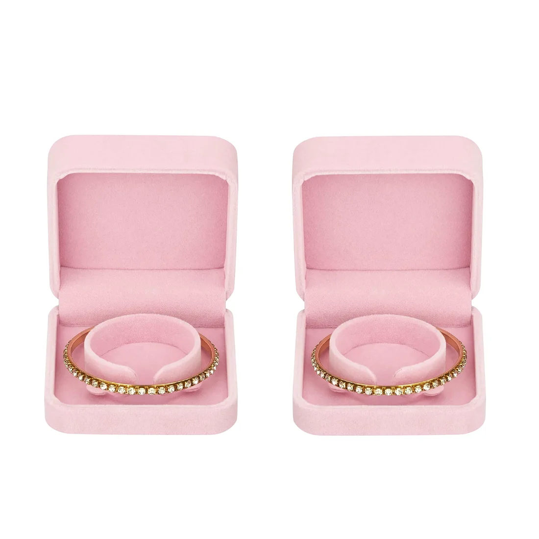 LETURE Velvet Bracelet Boxes, Set of 2 in Pink, view 2