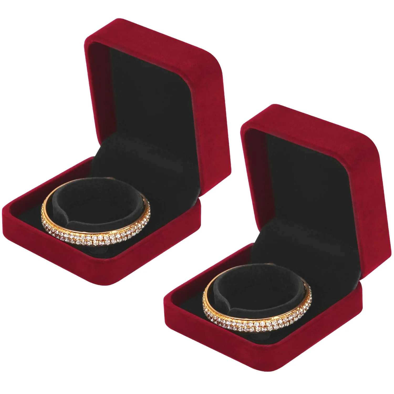 LETURE Velvet Bracelet Boxes, Set of 2 in Red