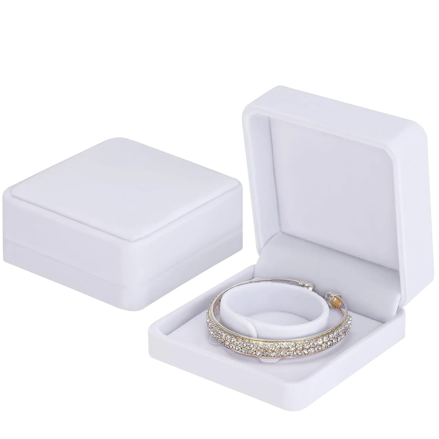 LETURE Velvet Bracelet Boxes, Set of 2 in White