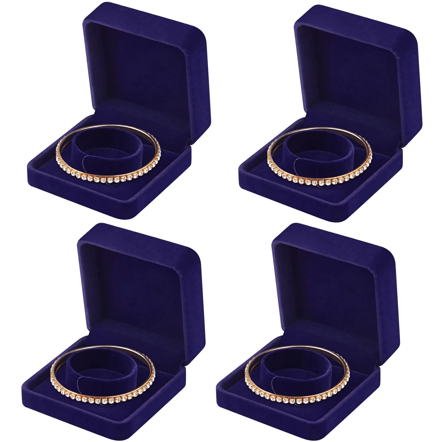 LETURE Velvet Bracelet Boxes, Set of 4 in Blue