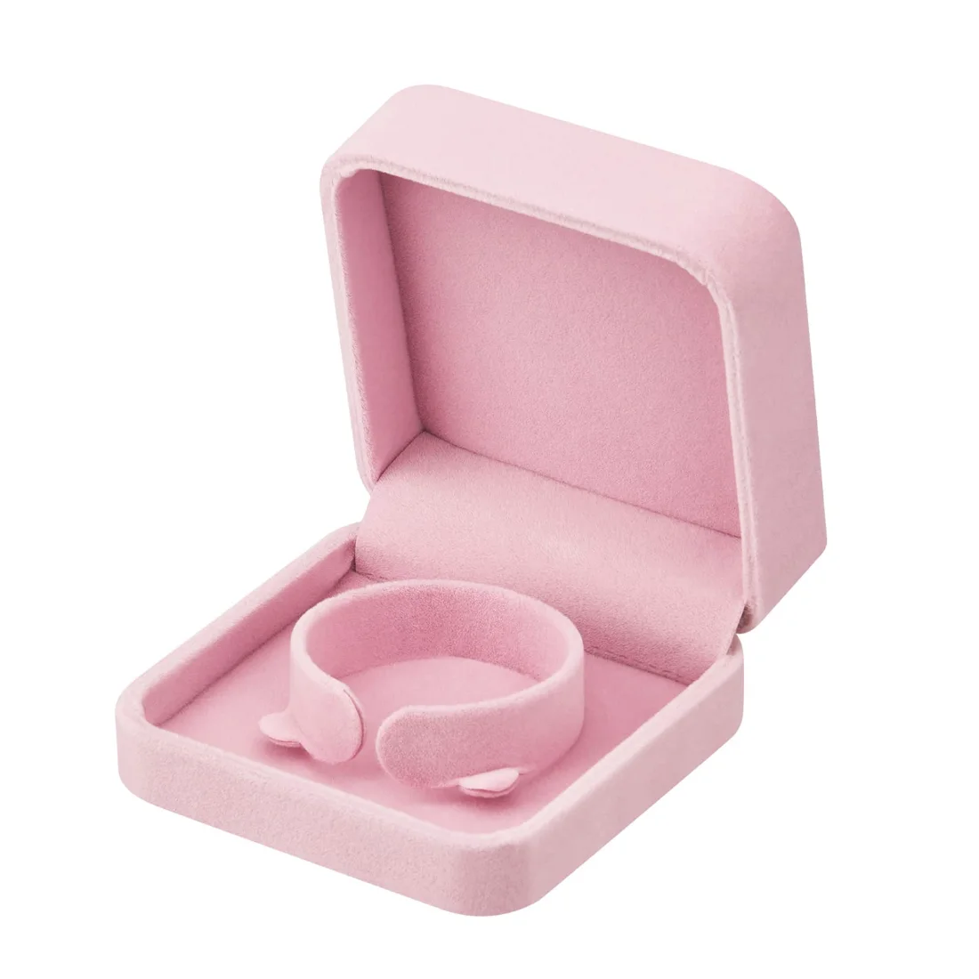 LETURE Velvet Bracelet Boxes, Set of 4 in Pink, view 2