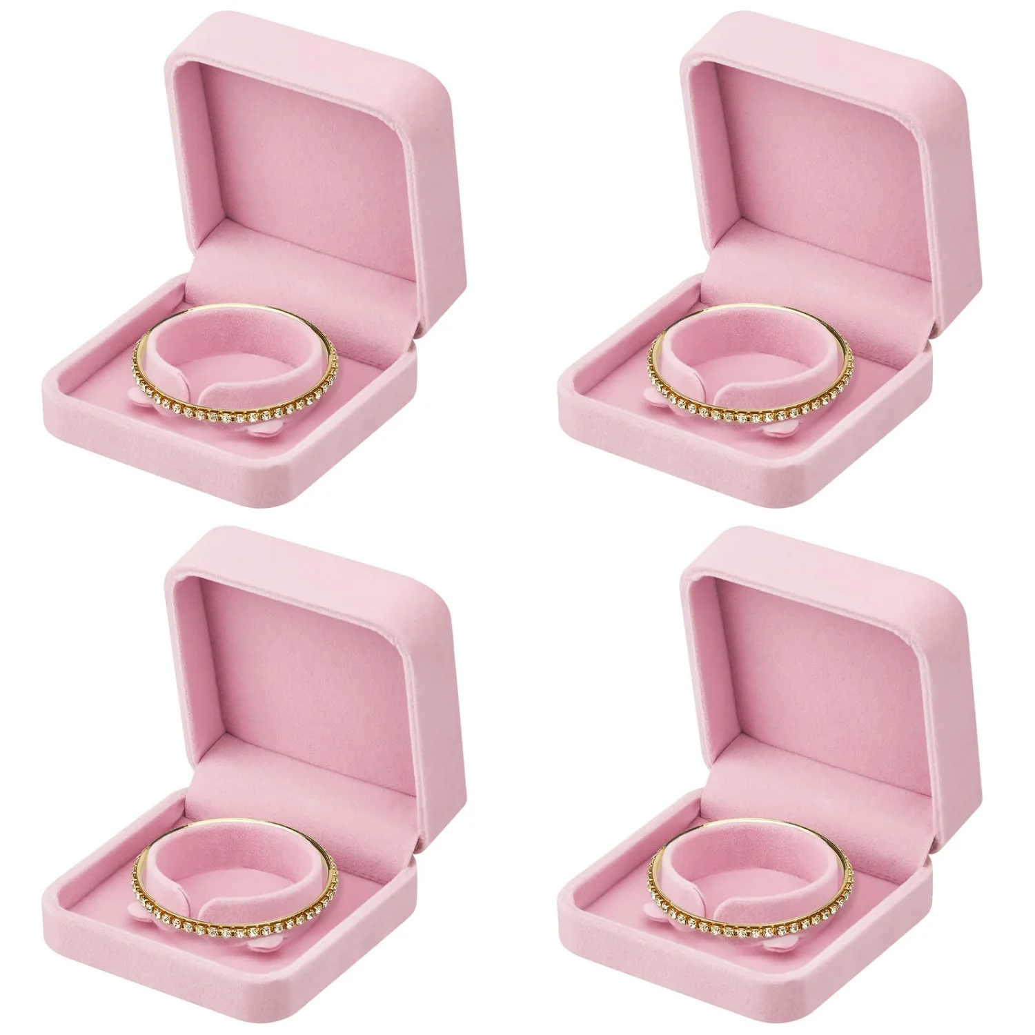 LETURE Velvet Bracelet Boxes, Set of 4 in Pink