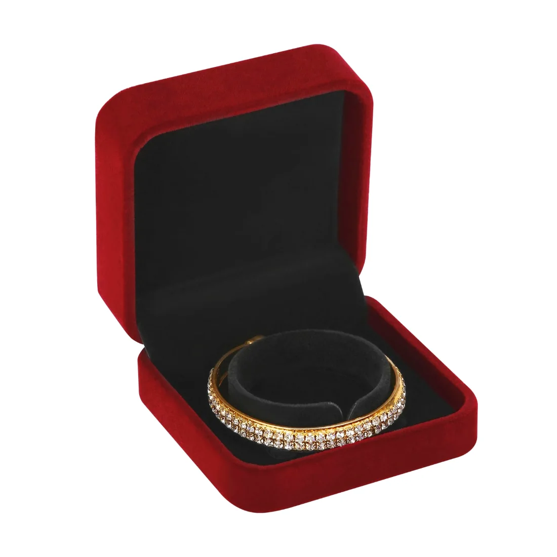 LETURE Velvet Bracelet Boxes, Set of 4 in Red, view 4