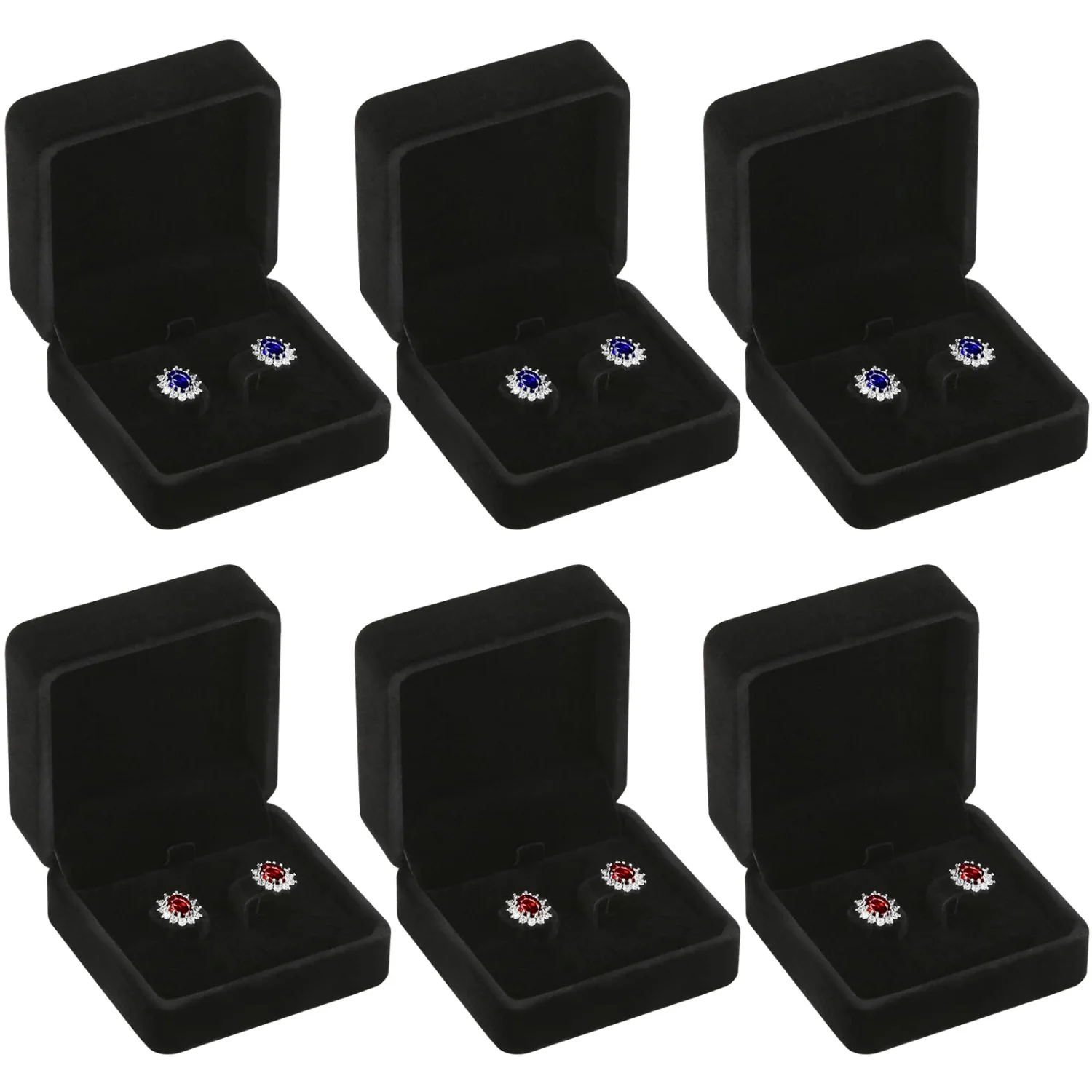 LETURE Velvet Earring Boxes, Set of 6 in Black