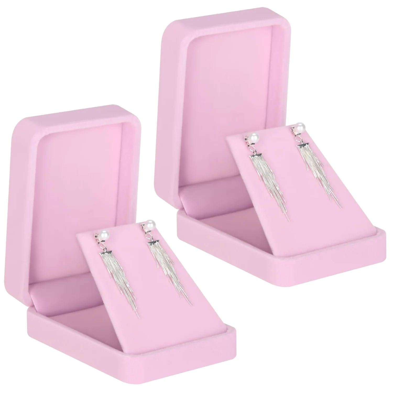 LETURE Velvet Pendant Boxes, Set of 2 in Pink