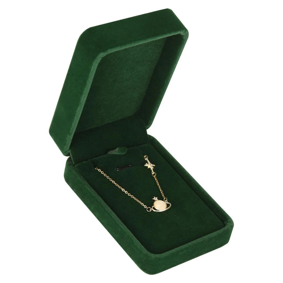 LETURE Velvet Pendant Boxes, Set of 3 in Green, view 2