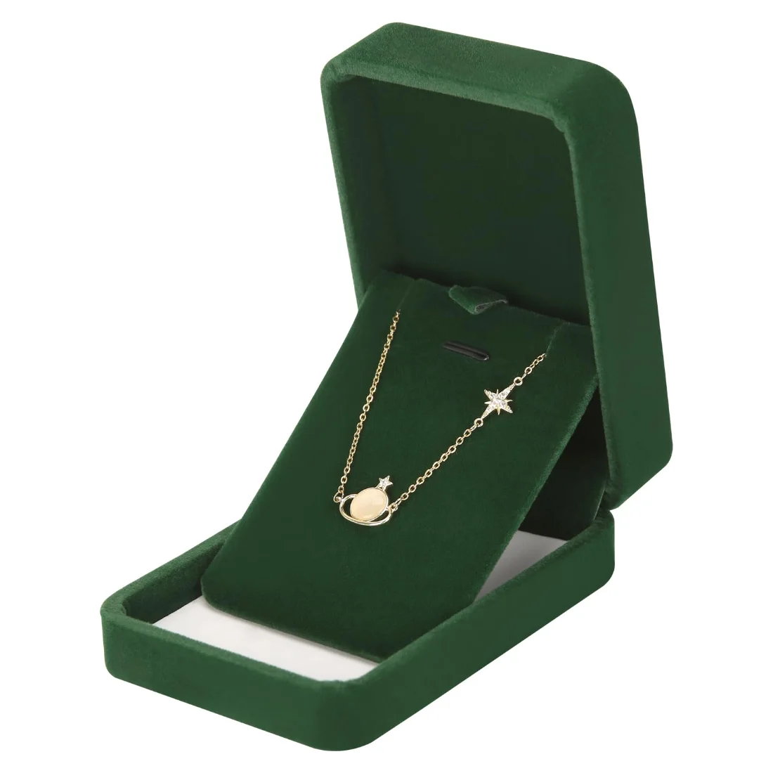 LETURE Velvet Pendant Boxes, Set of 3 in Green, view 3
