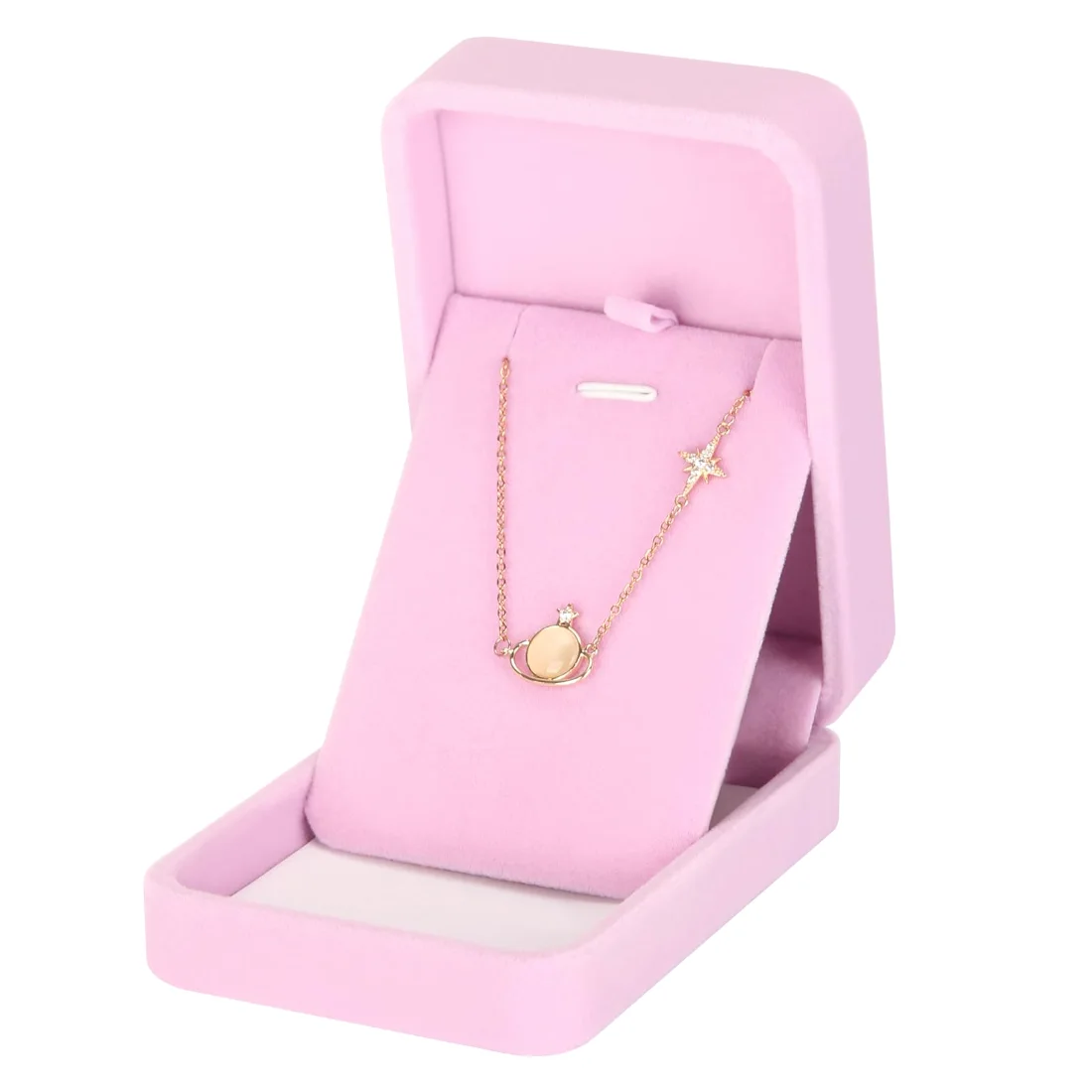 LETURE Velvet Pendant Boxes, Set of 3 in Pink, view 4