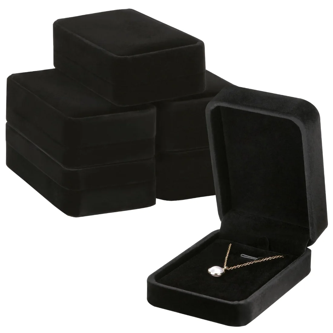 LETURE Velvet Pendant Boxes, Set of 6 in Black, view 3
