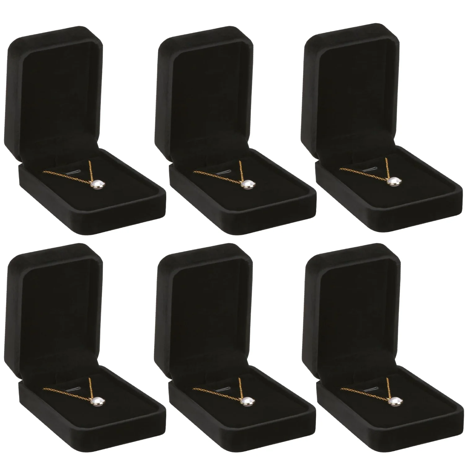 LETURE Velvet Pendant Boxes, Set of 6 in Black