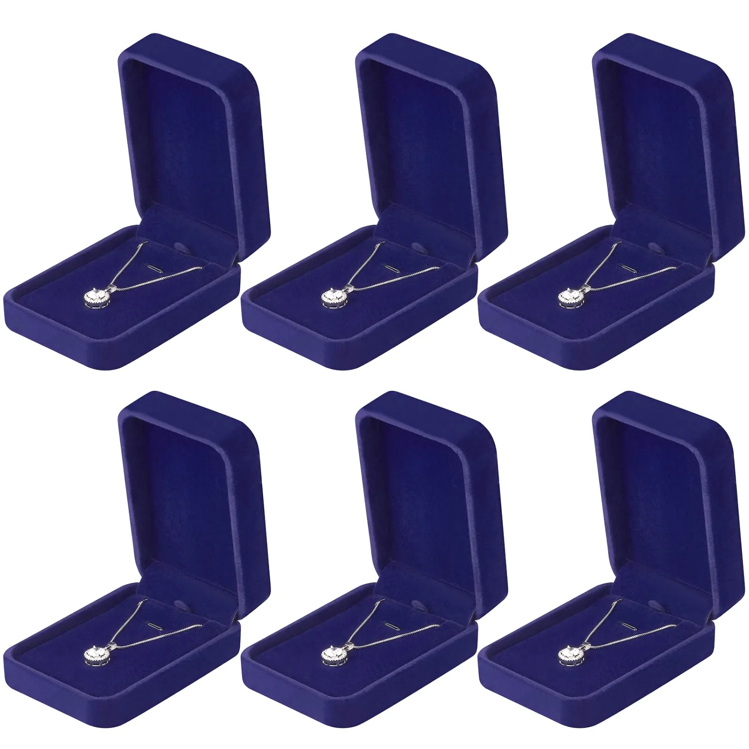 LETURE Velvet Pendant Boxes, Set of 6 in Blue