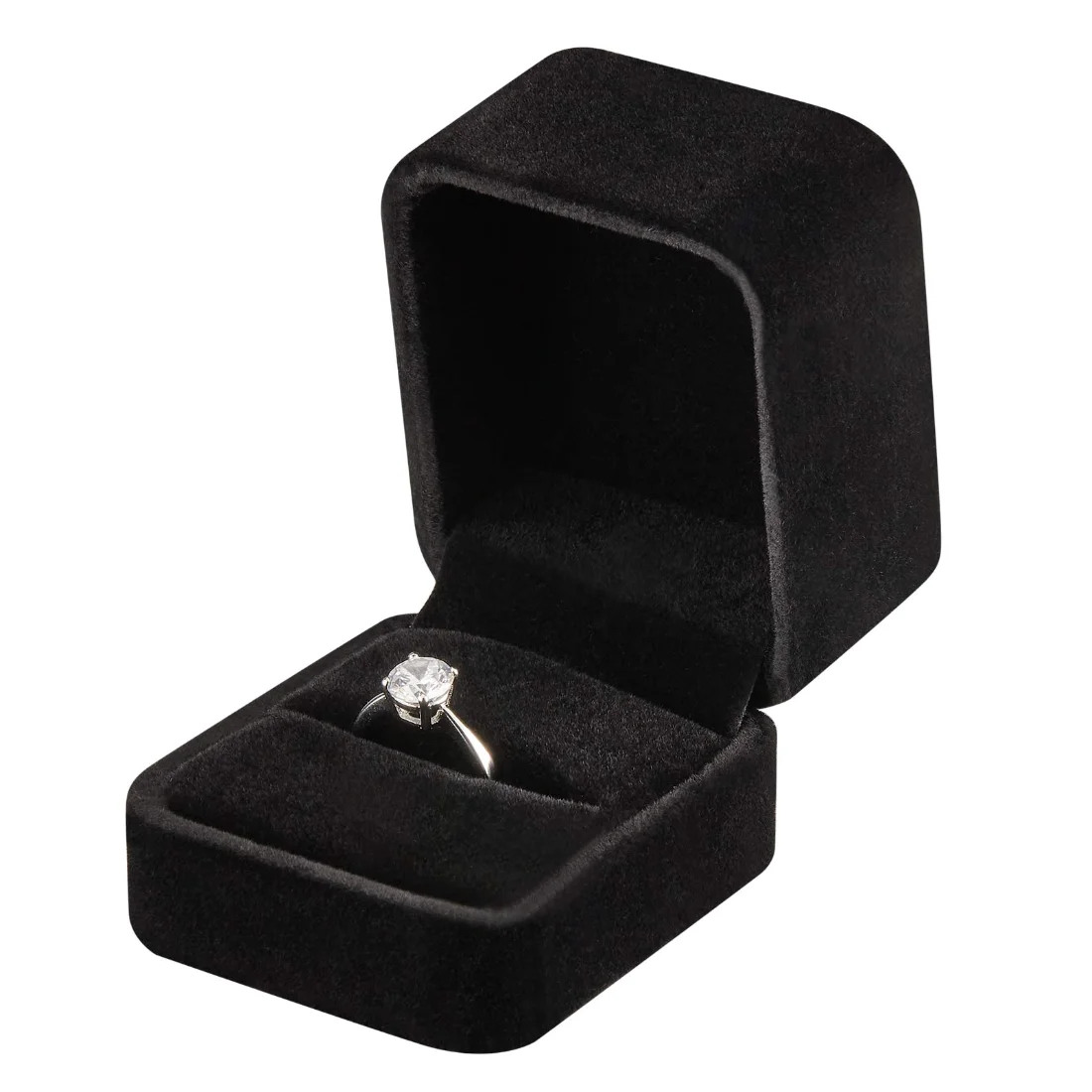 LETURE Velvet Ring Boxes, Set of 4 in Black, view 2