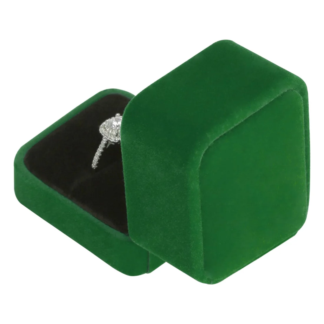 LETURE Velvet Ring Boxes, Set of 4 in Green, view 3