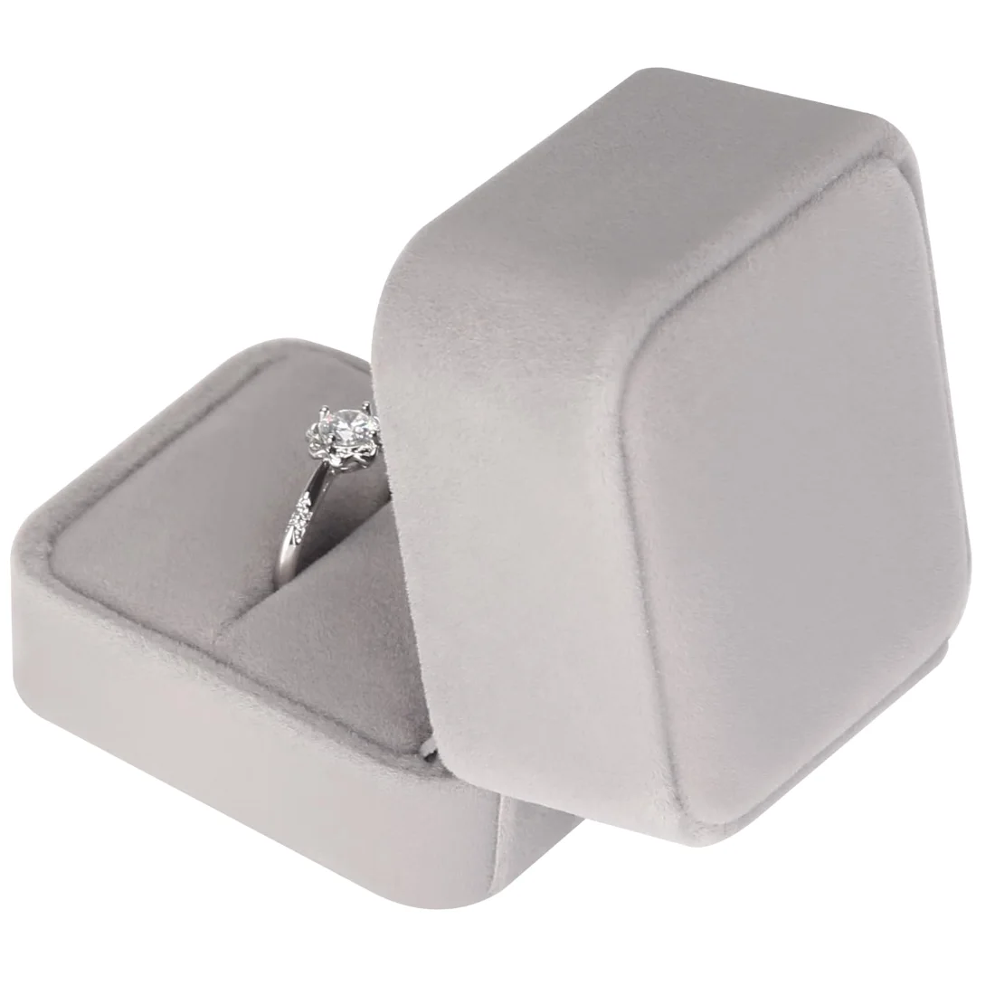 LETURE Velvet Ring Boxes, Set of 4 in Grey, view 3