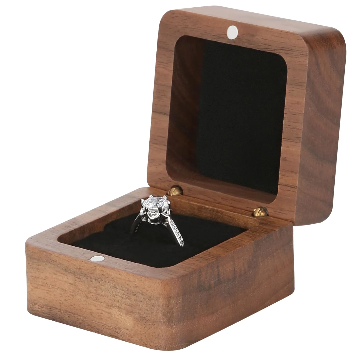 LETURE Wooden Ring Box in Black lining, 1 slot