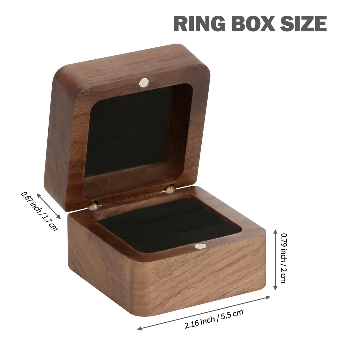 LETURE Wooden Ring Box in Black lining, 2 slots, view 2