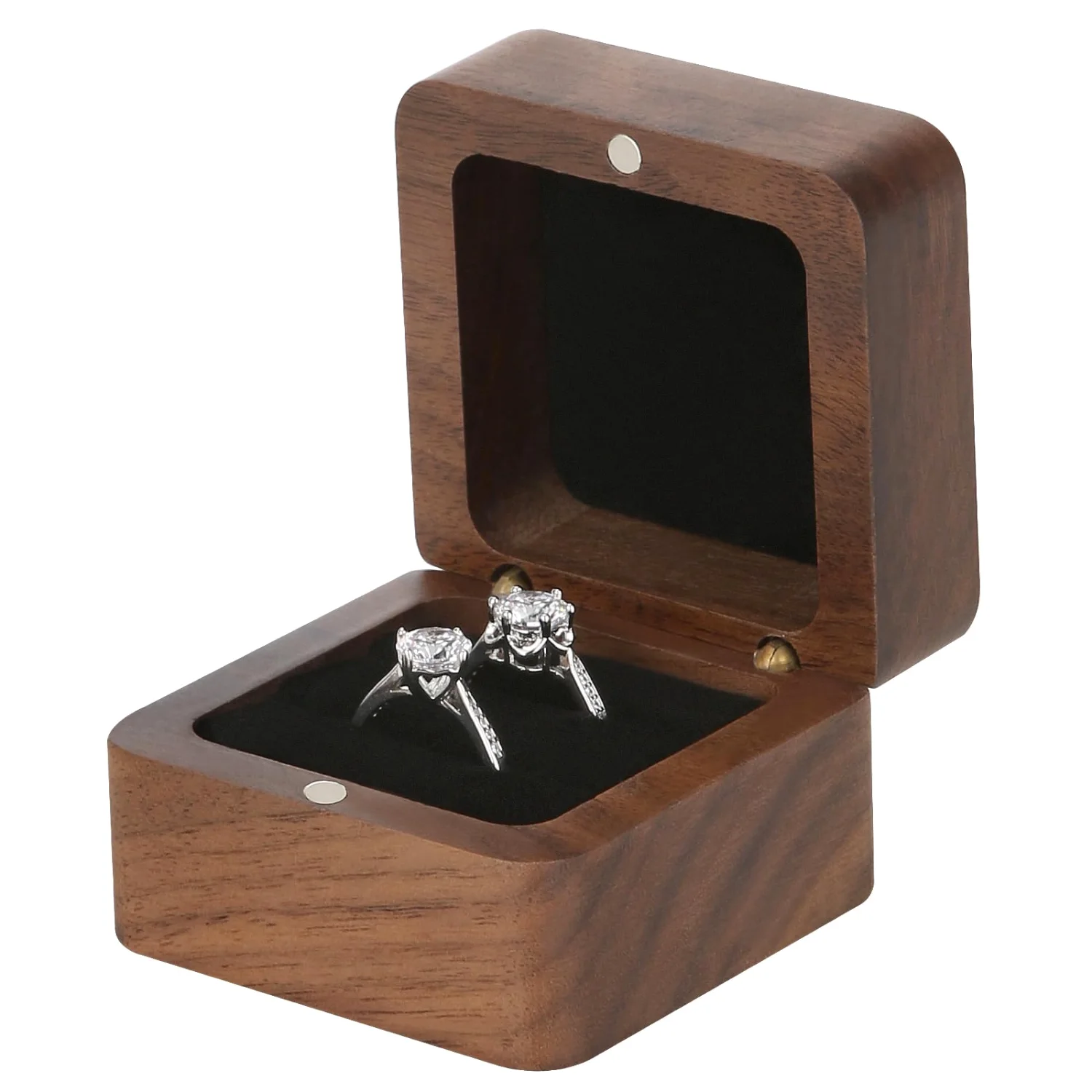 LETURE Wooden Ring Box in Black lining, 2 slots