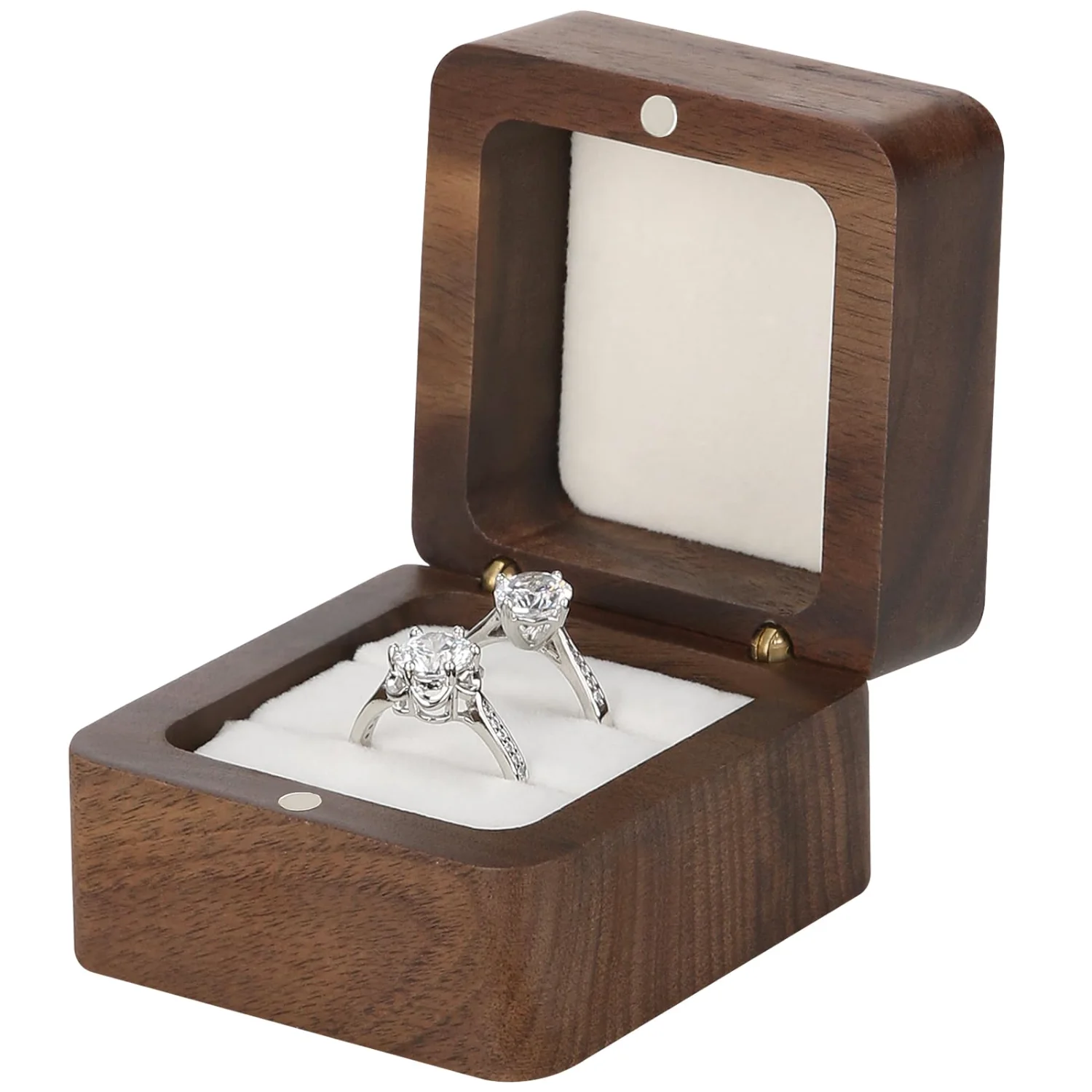 LETURE Wooden Ring Box in White lining, 2 slots