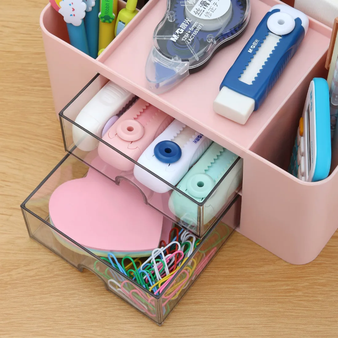 LETURE 2-Drawer Desk Organizer in Pink, view 5