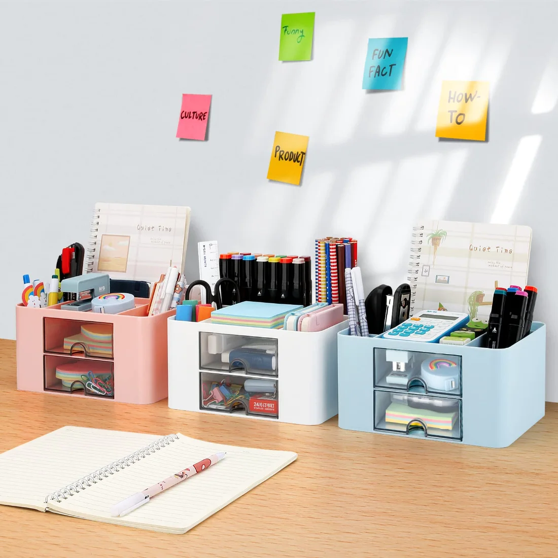 LETURE 2-Drawer Desk Organizer in White, view 3