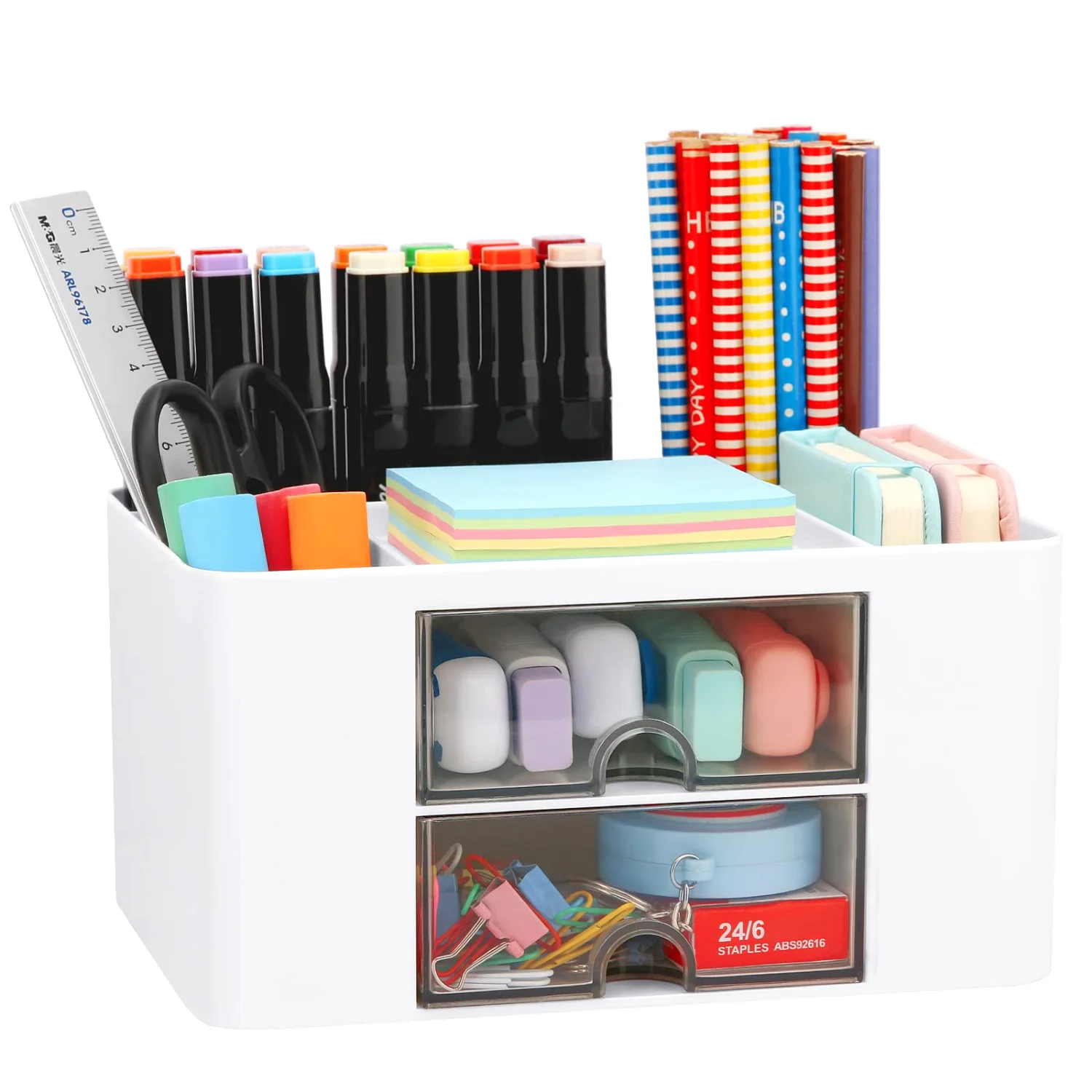LETURE 2-Drawer Desk Organizer in White
