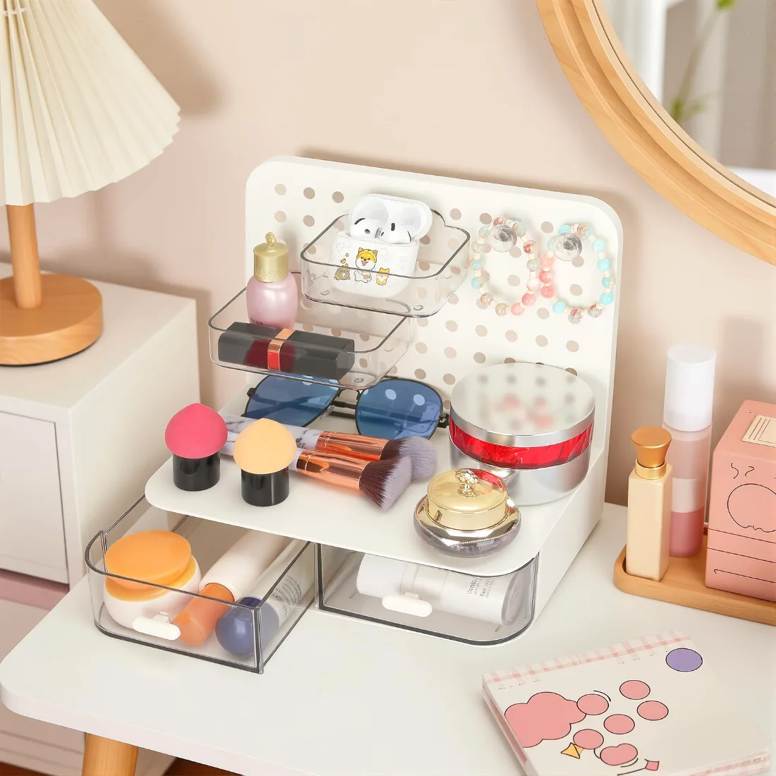 LETURE Desk Organizer with Pegboard in White, view 5