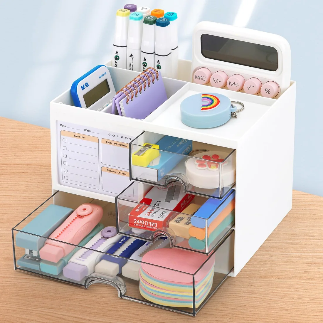 LETURE 3-Drawer Vanity Organizer in White, view 4