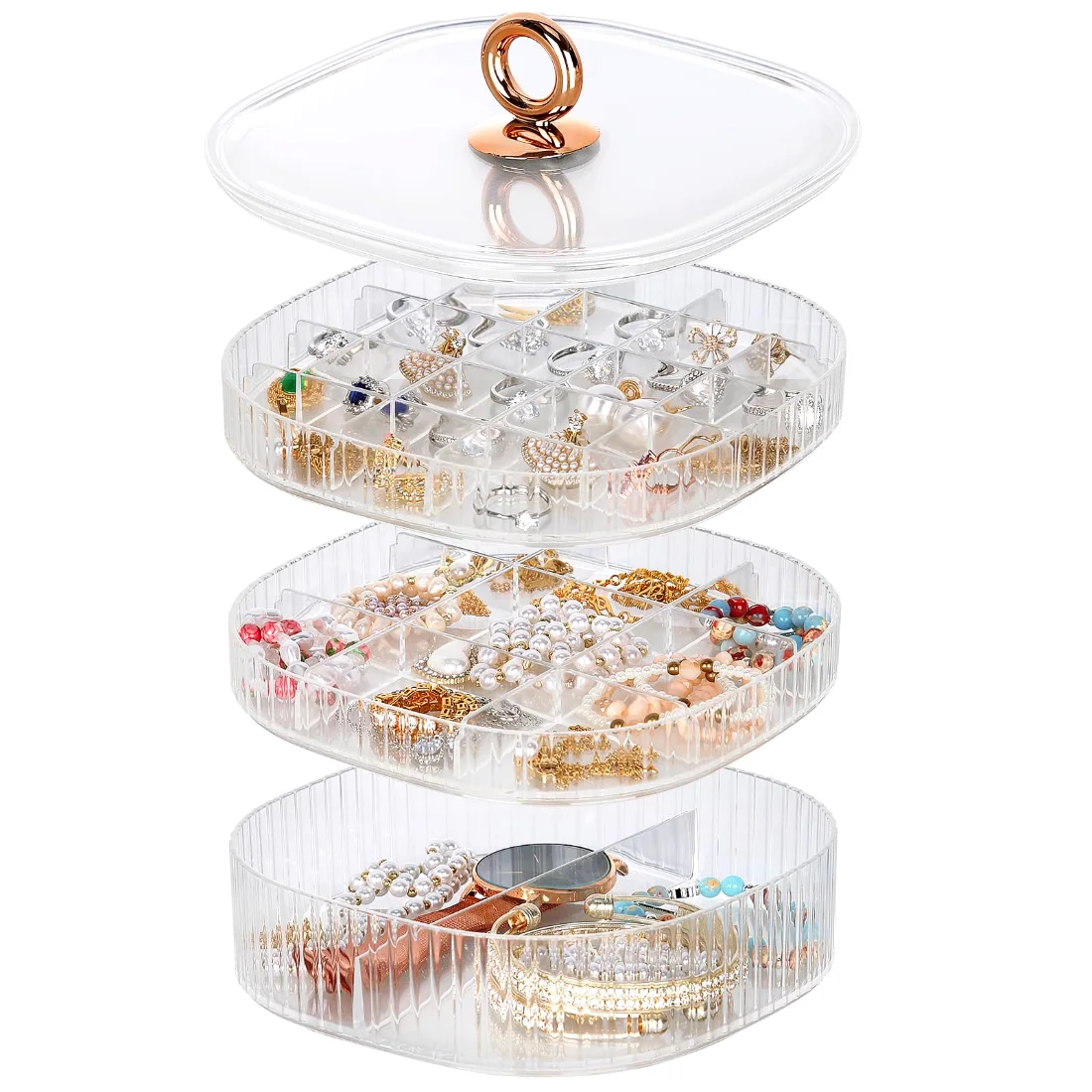 LETURE 3-Tier Acrylic Jewelry Box in Clear, view 3