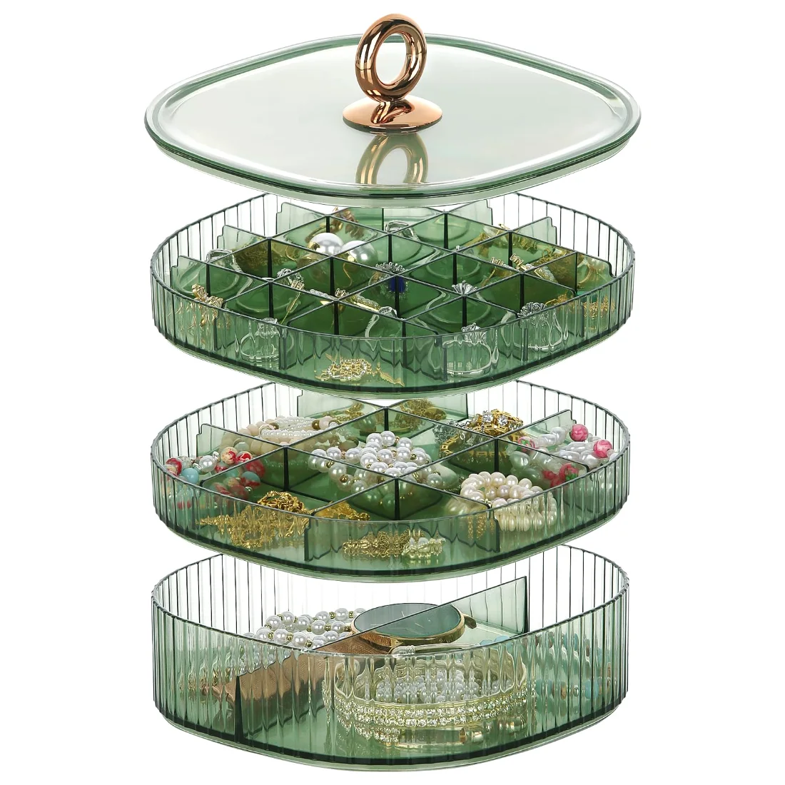 LETURE 3-Tier Acrylic Jewelry Box in Green, view 3