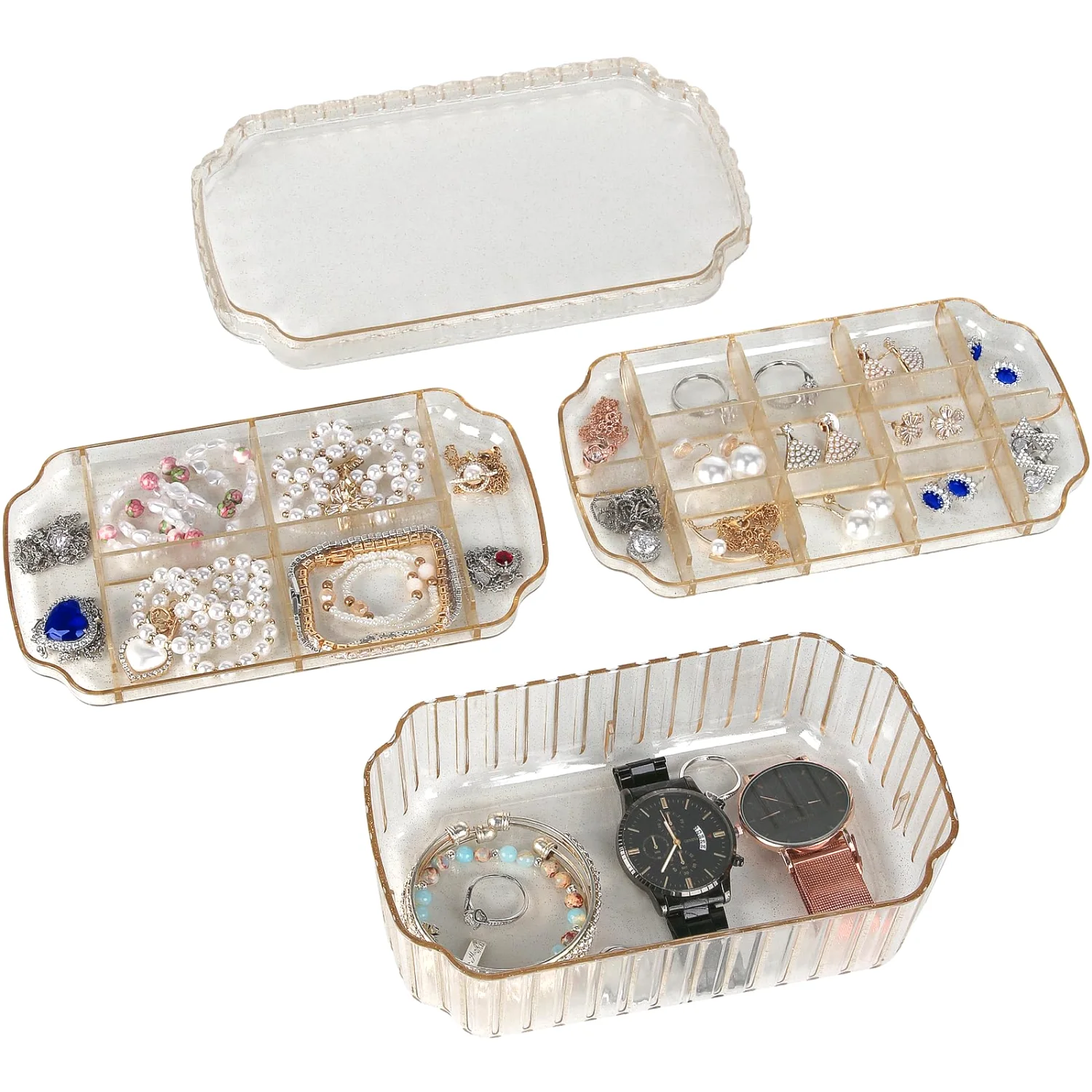 LETURE 3-Tier Jewelry Organizer Box in Gold