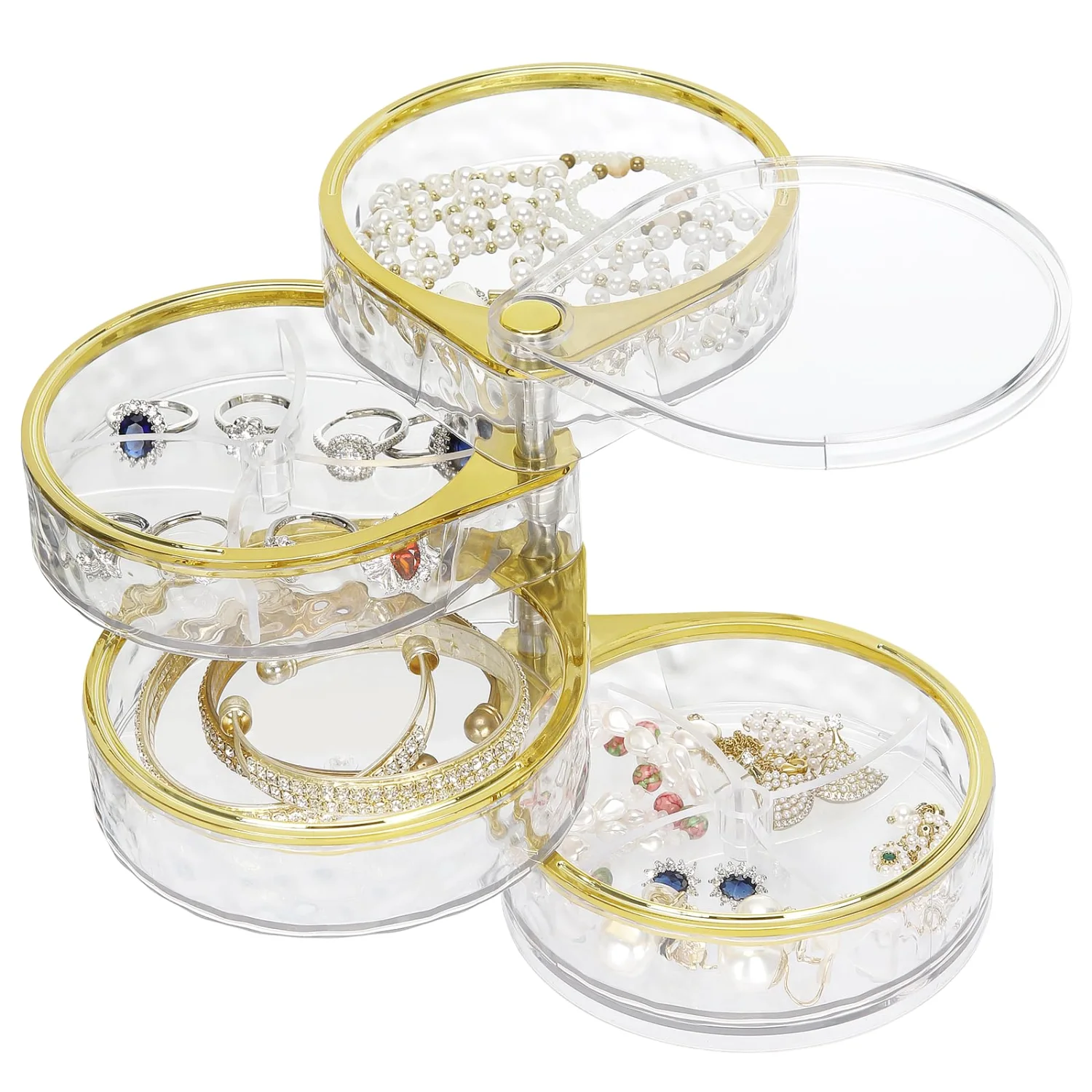 LETURE 4-Tier Rotating Jewelry Organizer in Clear
