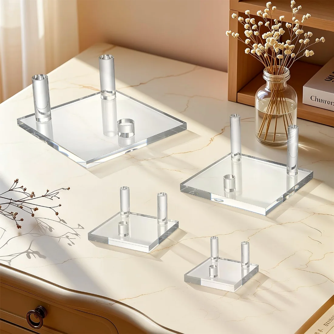 LETURE Acrylic Mineral Display Stands, Set of 2 in Clear, Large, view 5