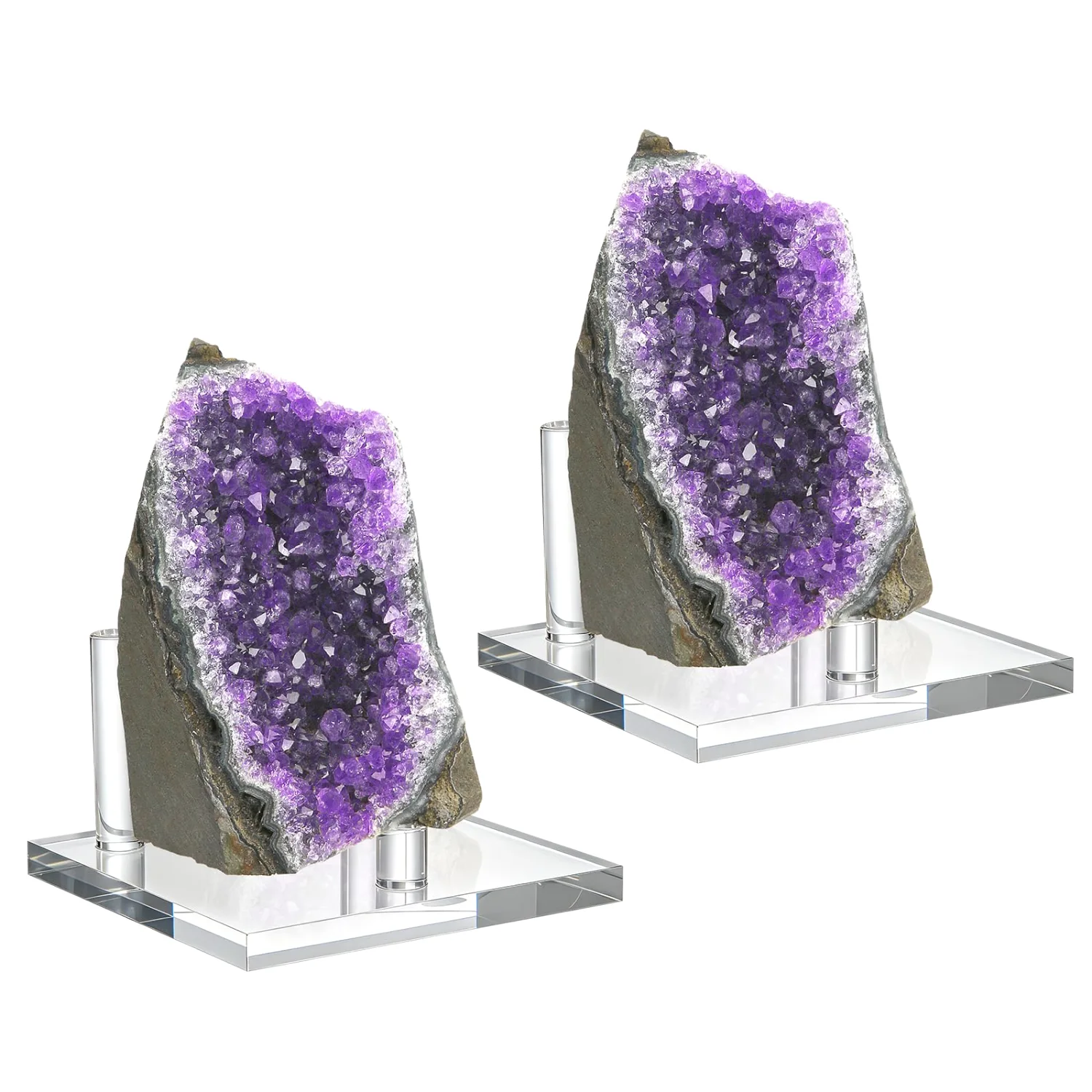 LETURE Acrylic Mineral Display Stands, Set of 2 in Clear, Large