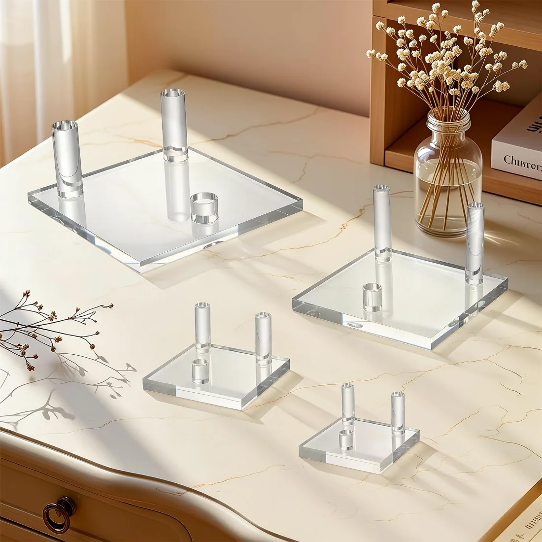LETURE Acrylic Mineral Display Stands, Set of 2 in Clear, Small, view 5