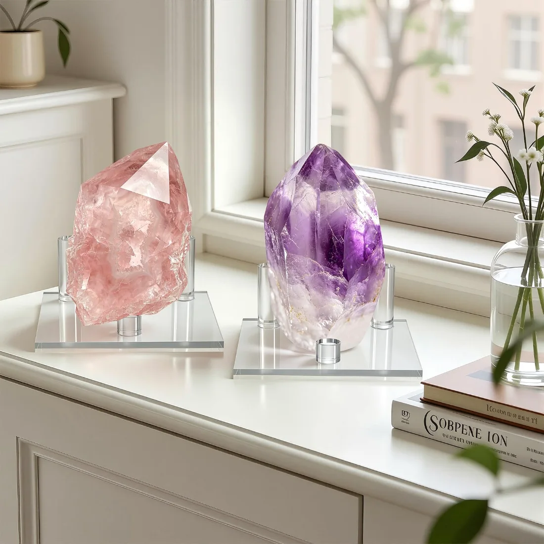 LETURE Acrylic Mineral Display Stands, Set of 2 in Clear, X-large, view 3