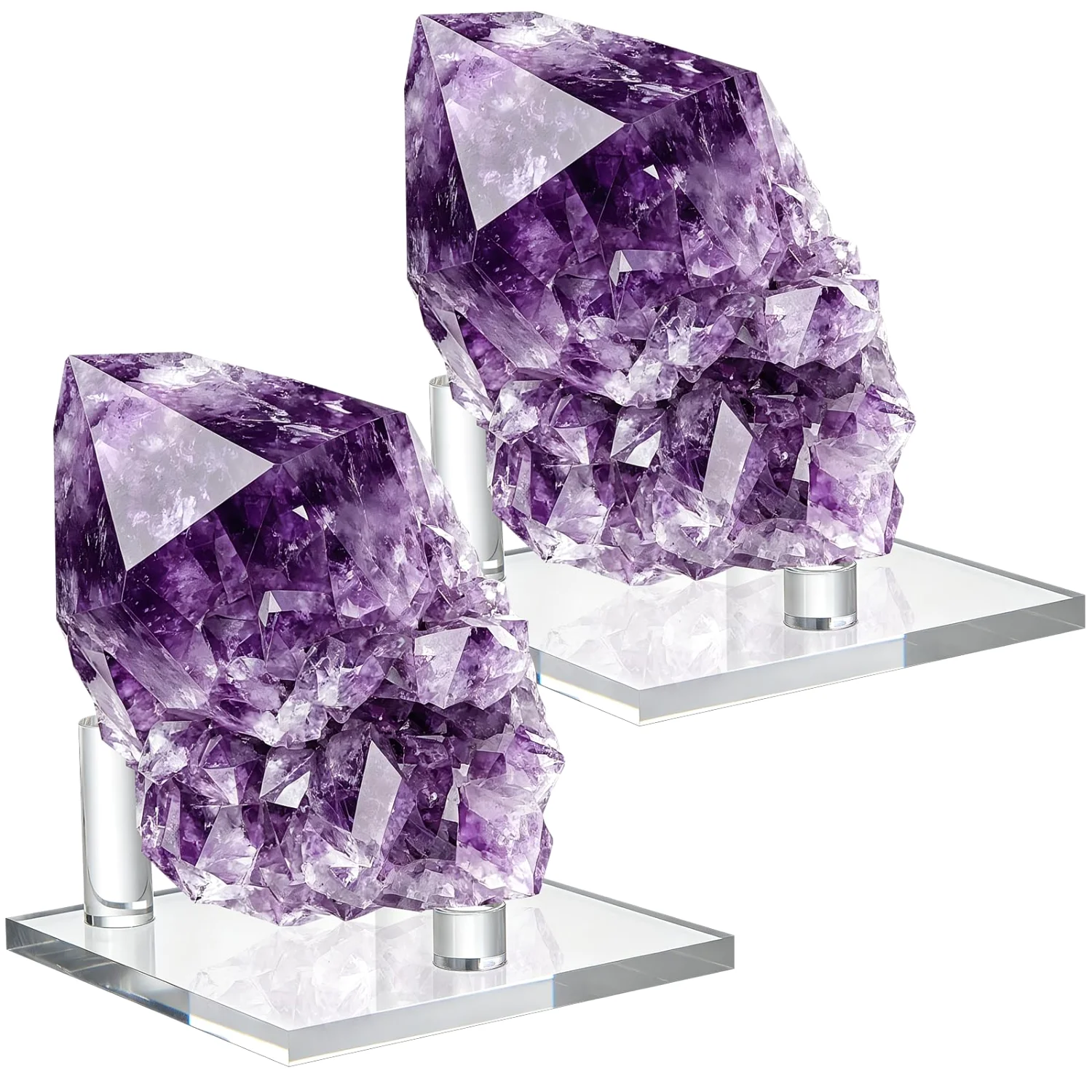 LETURE Acrylic Mineral Display Stands, Set of 2 in Clear, X-large