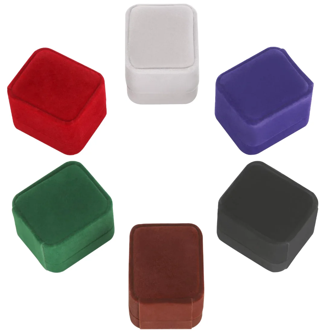 LETURE Black Velvet Ring Boxes, Set of 6 in Black, view 3