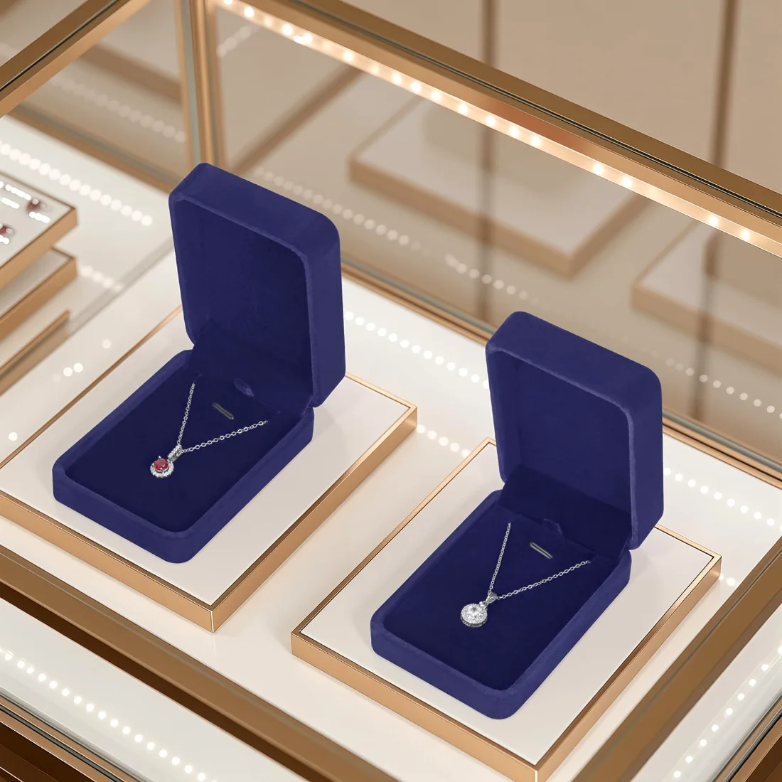 LETURE Classic Velvet Pendant Boxes, Set of 2 in Blue, view 5