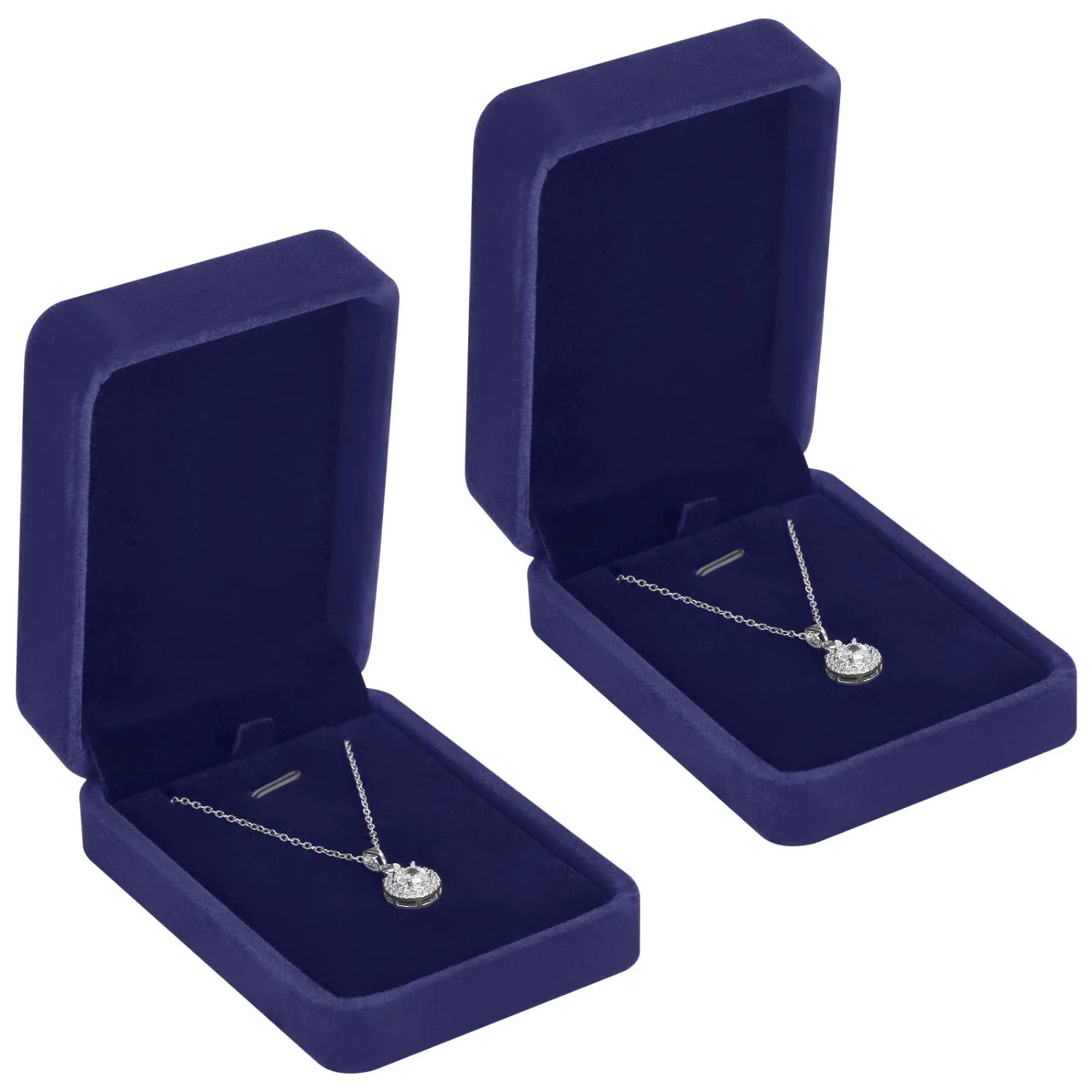 LETURE Classic Velvet Pendant Boxes, Set of 2 in Blue