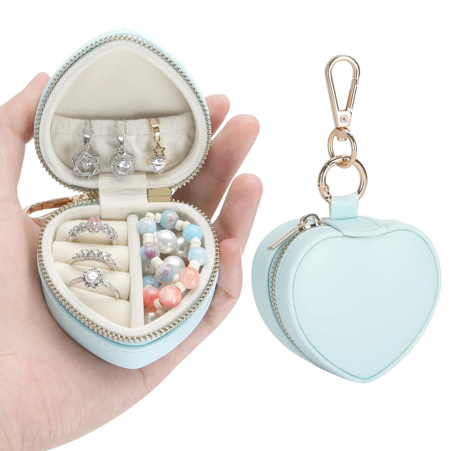 LETURE Heart Keychain Travel Box in Blue