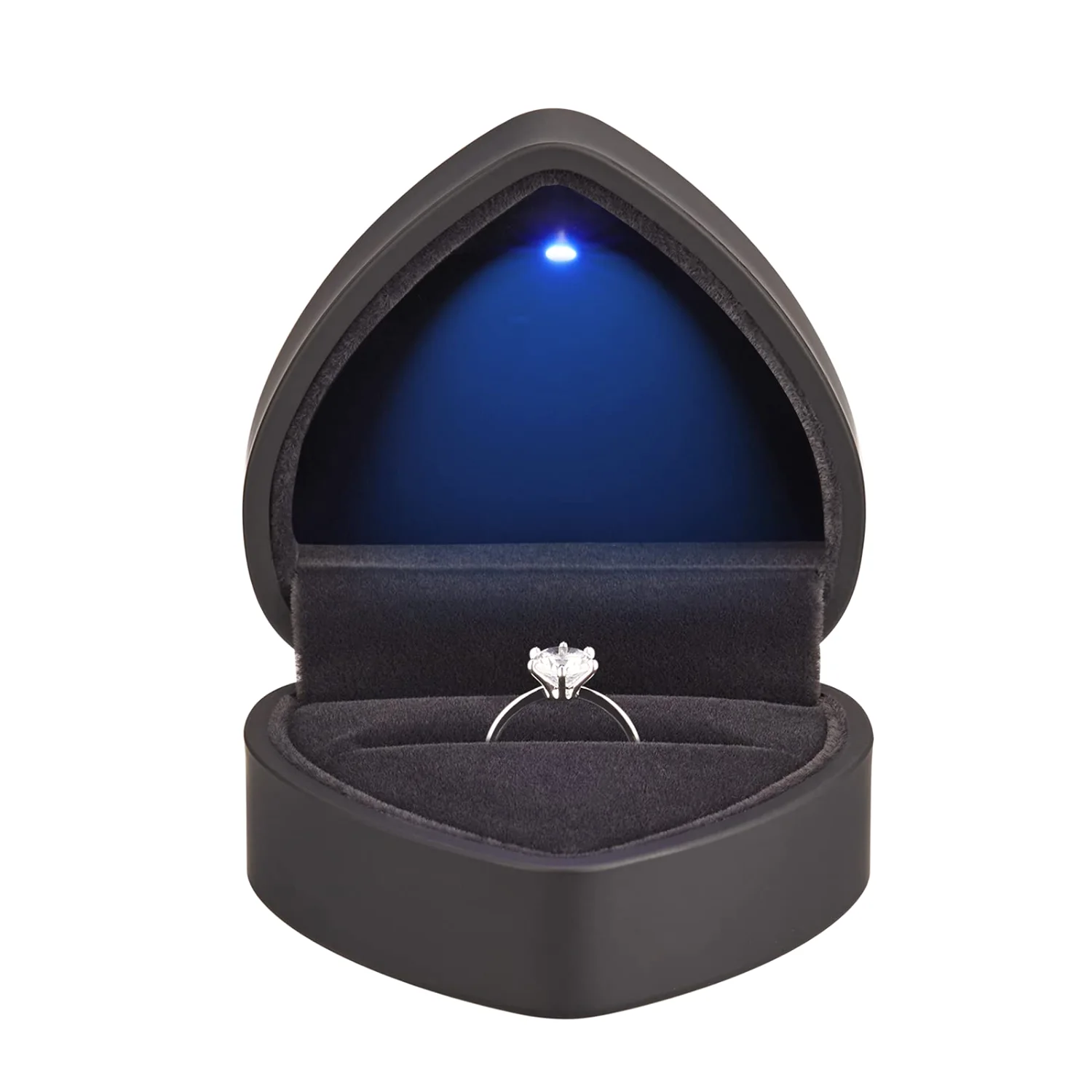 LETURE Heart LED Ring Box in Black