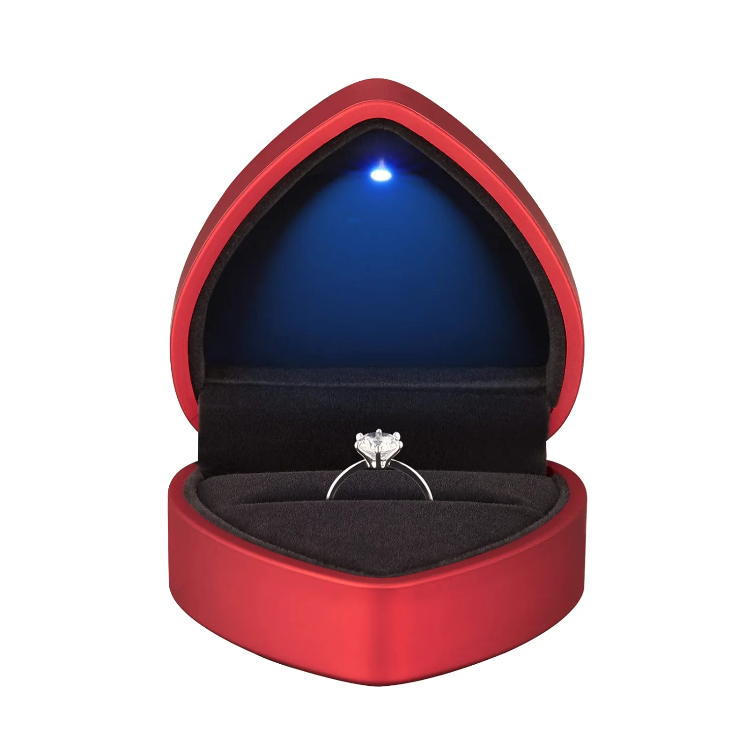 LETURE Heart LED Ring Box in Red