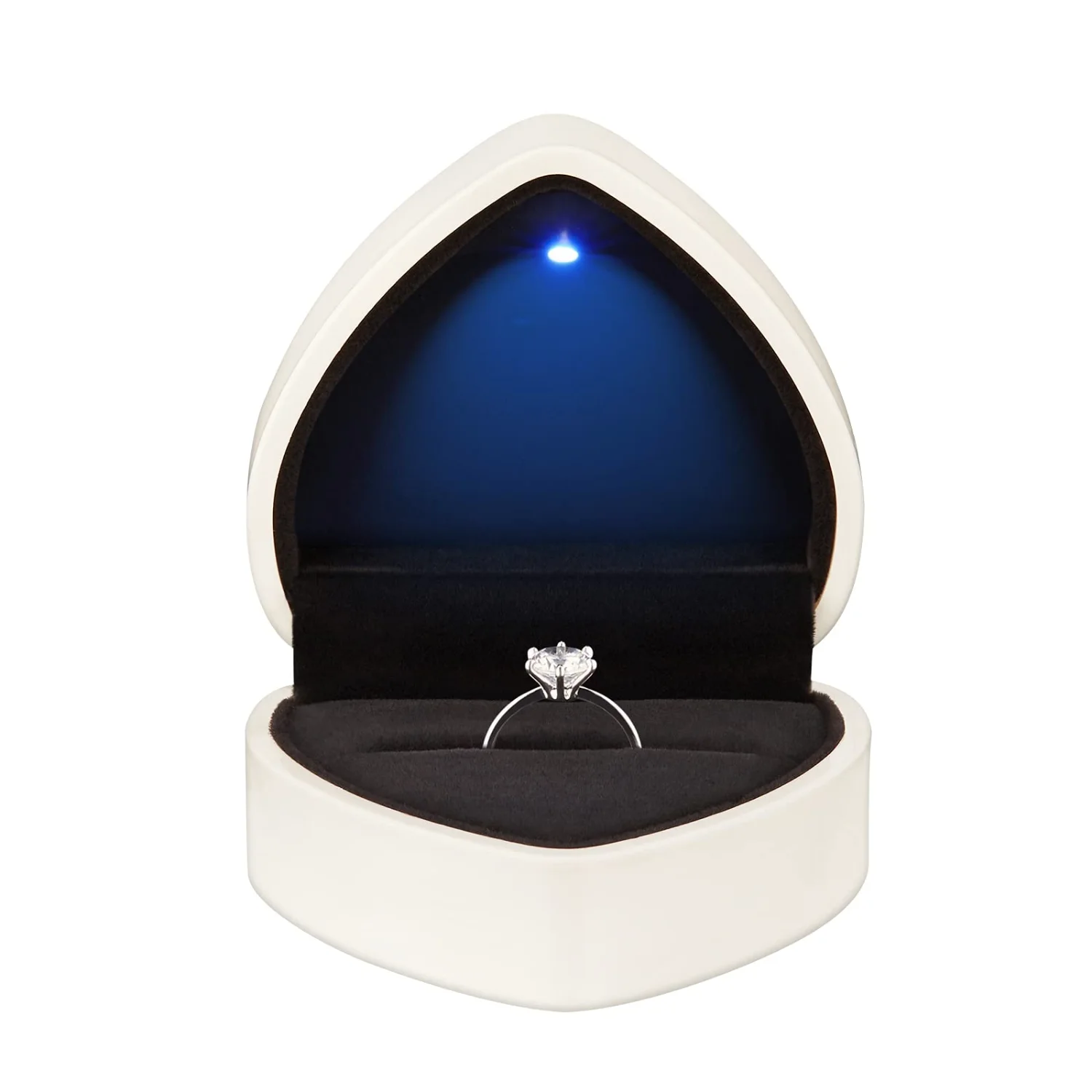 LETURE Heart LED Ring Box in White