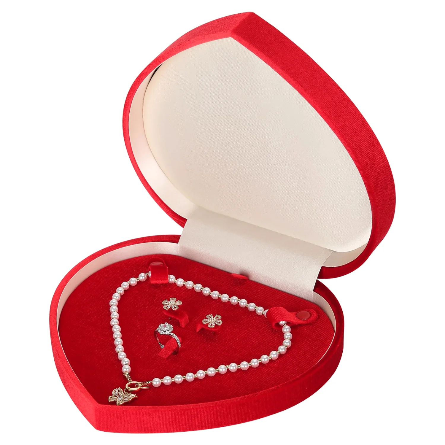 LETURE Heart Velvet Set Box in Red