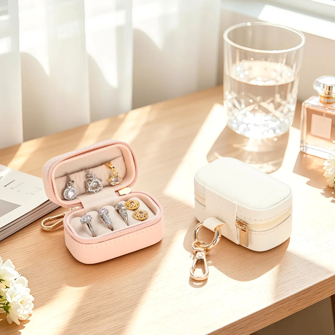 LETURE Keychain Travel Ring Box in Pink, view 3