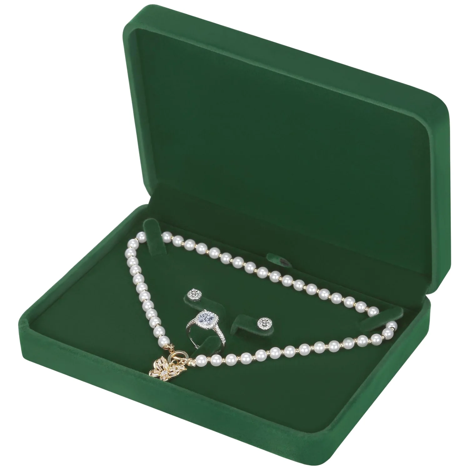 LETURE Large Velvet Set Box in Green