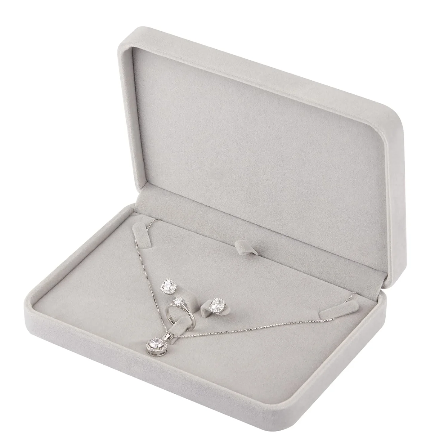 LETURE Large Velvet Set Box in Grey