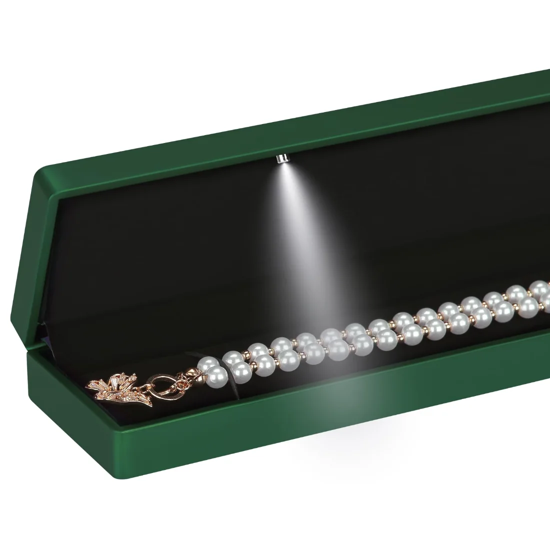 LETURE LED Long Necklace Box in Green, view 4